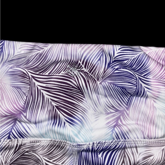 Gaiam High Rise Yoga Leggings Purple Palm Leaf Print | Size M Stretch Activewear - Picture 6 of 7